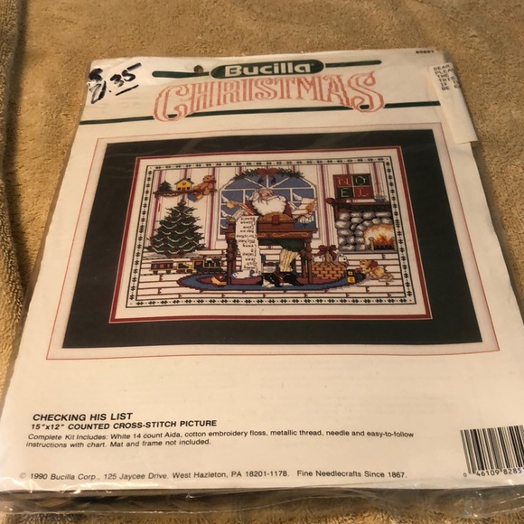 Bucilla Christmas Kit Checking His List Santa Holiday Scene Counted Cross Stitch - Picture 2 of 5